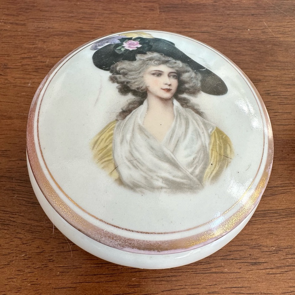 Antique 1912 Masonic Porcelain Trinket Box – Victorian Lady
